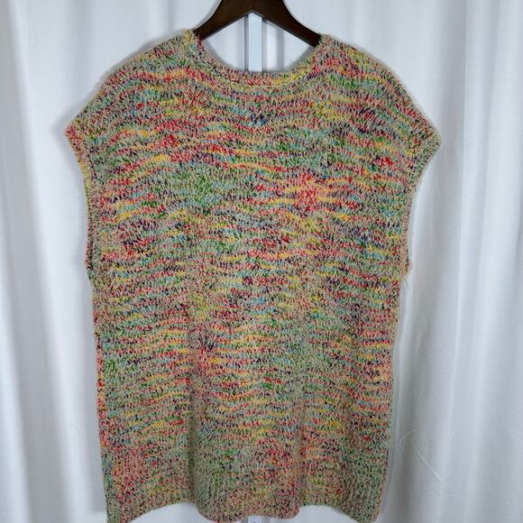 Coldwater Creek Chenille Sleeveless‎ Sweater Rainbow Blend Sz XL Boho 70s - Picture 3 of 7